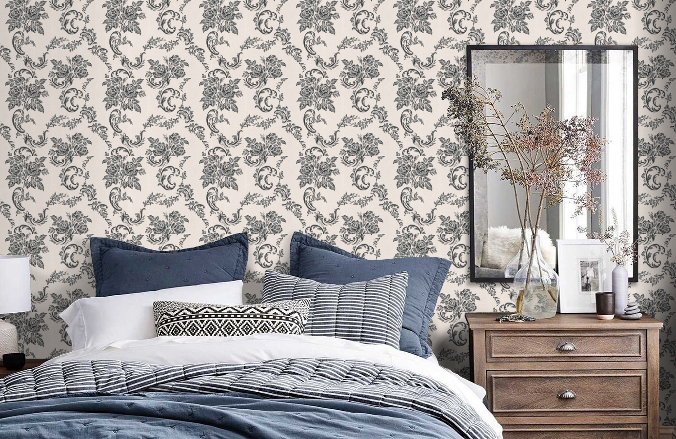 Обои 33867-3 фото в интерьере спальни