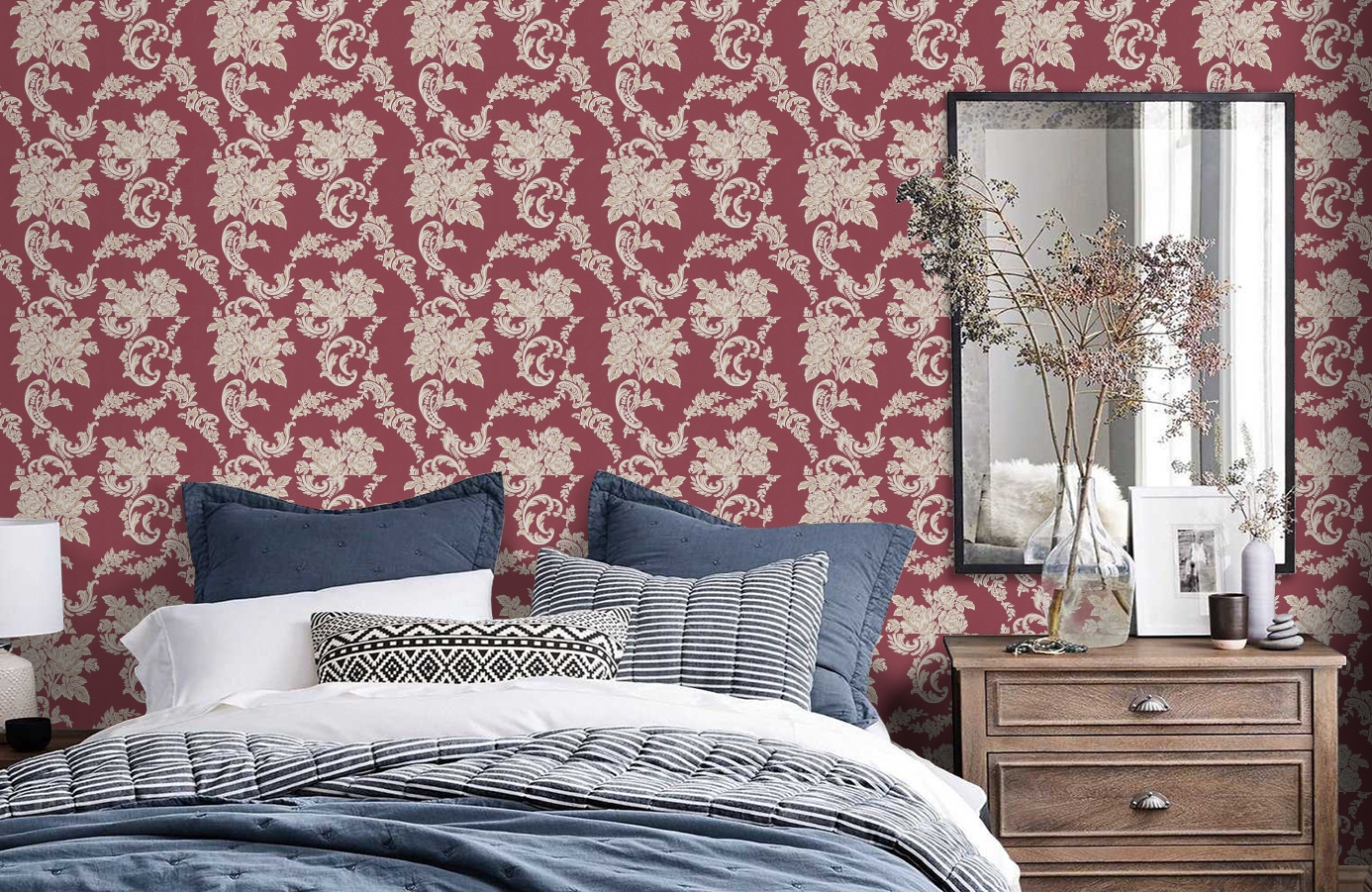 Обои 33867-4 фото в интерьере спальни