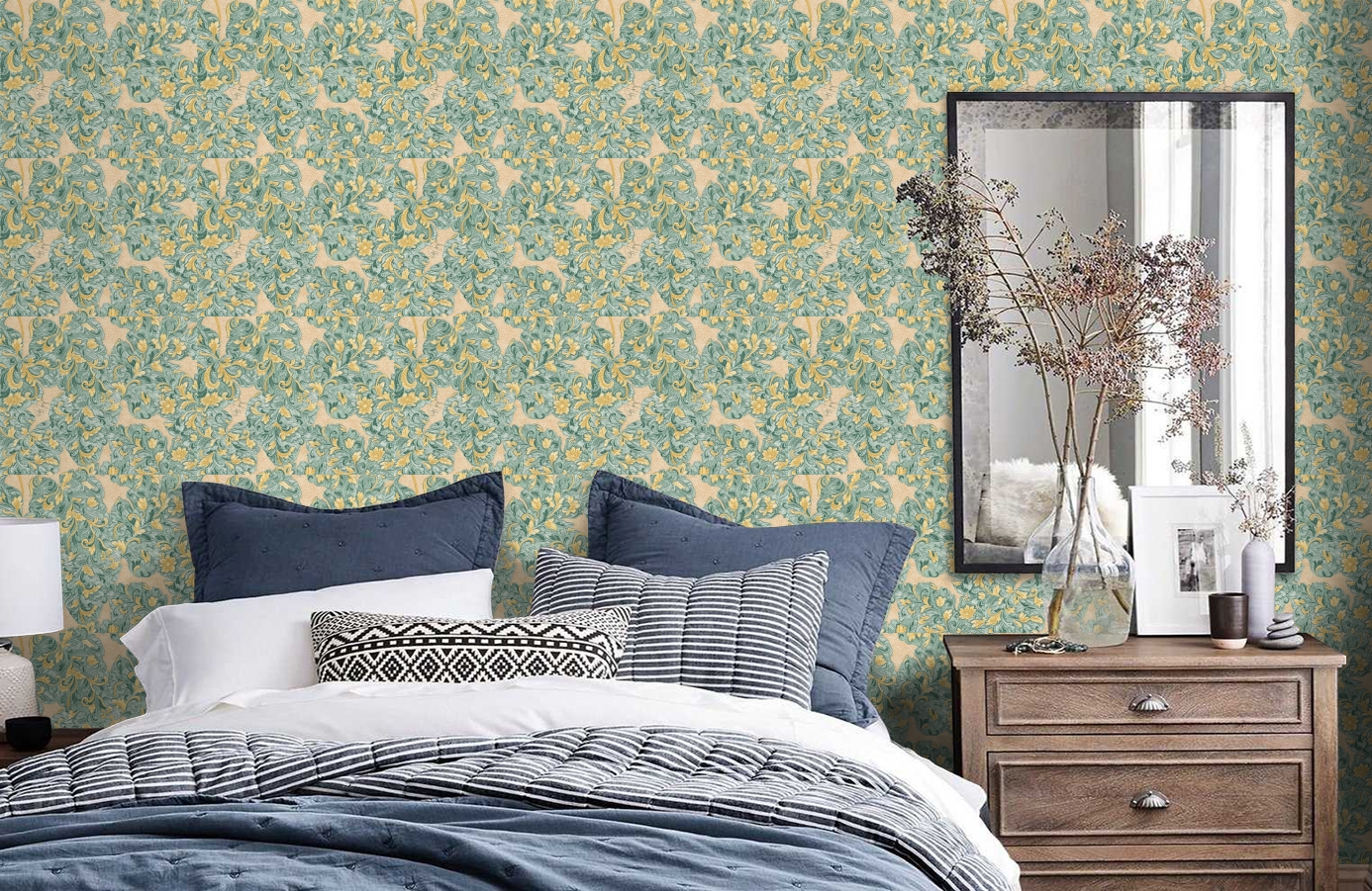 Обои 33869-1 фото в интерьере спальни Обои 33869-1 фото в интерьере спальни