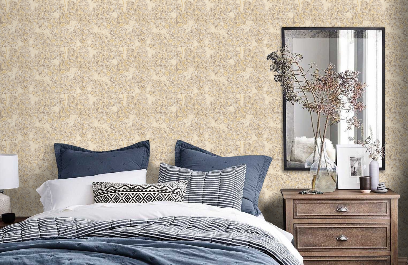 Обои 33869-2 фото в интерьере спальни Обои 33869-2 фото в интерьере спальни