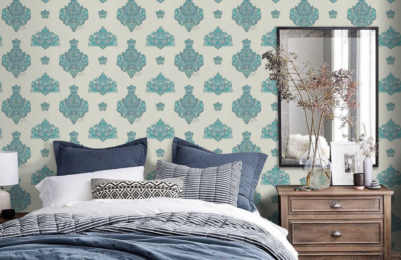 Обои 33928-1 фото в интерьере спальни Обои 33928-1 фото в интерьере спальни