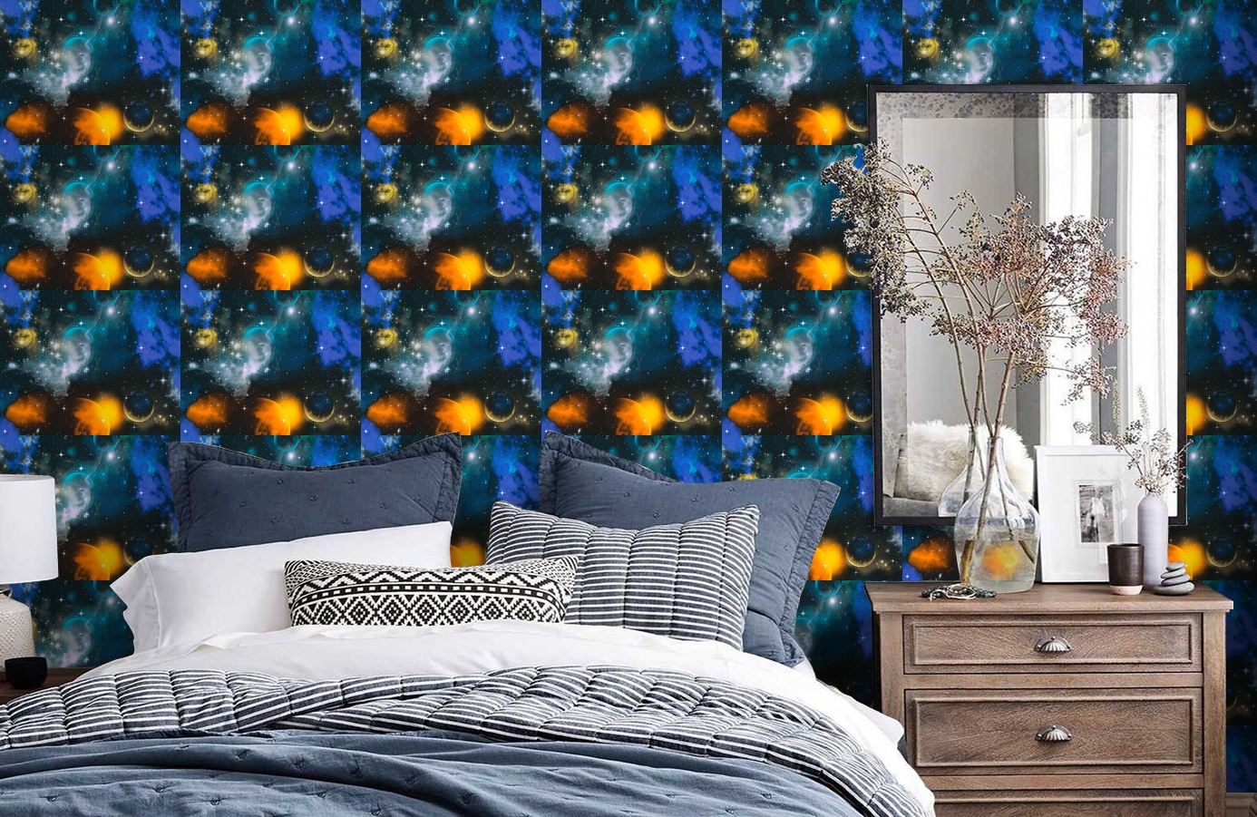 Обои 34066-1 фото в интерьере спальни