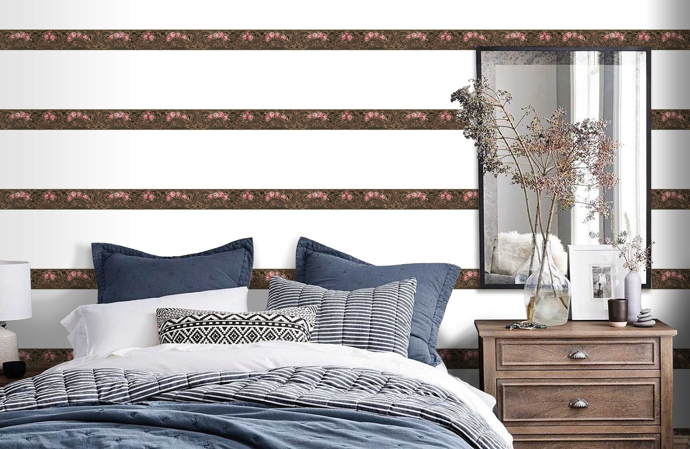 Обои 34074-1 фото в интерьере спальни Обои 34074-1 фото в интерьере спальни