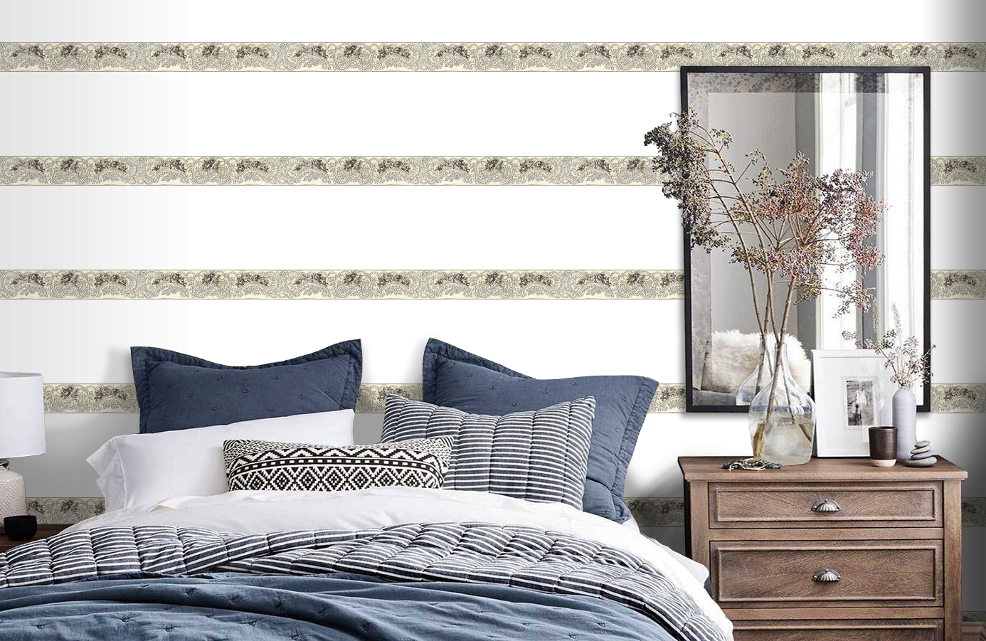 Обои 34074-2 фото в интерьере спальни Обои 34074-2 фото в интерьере спальни