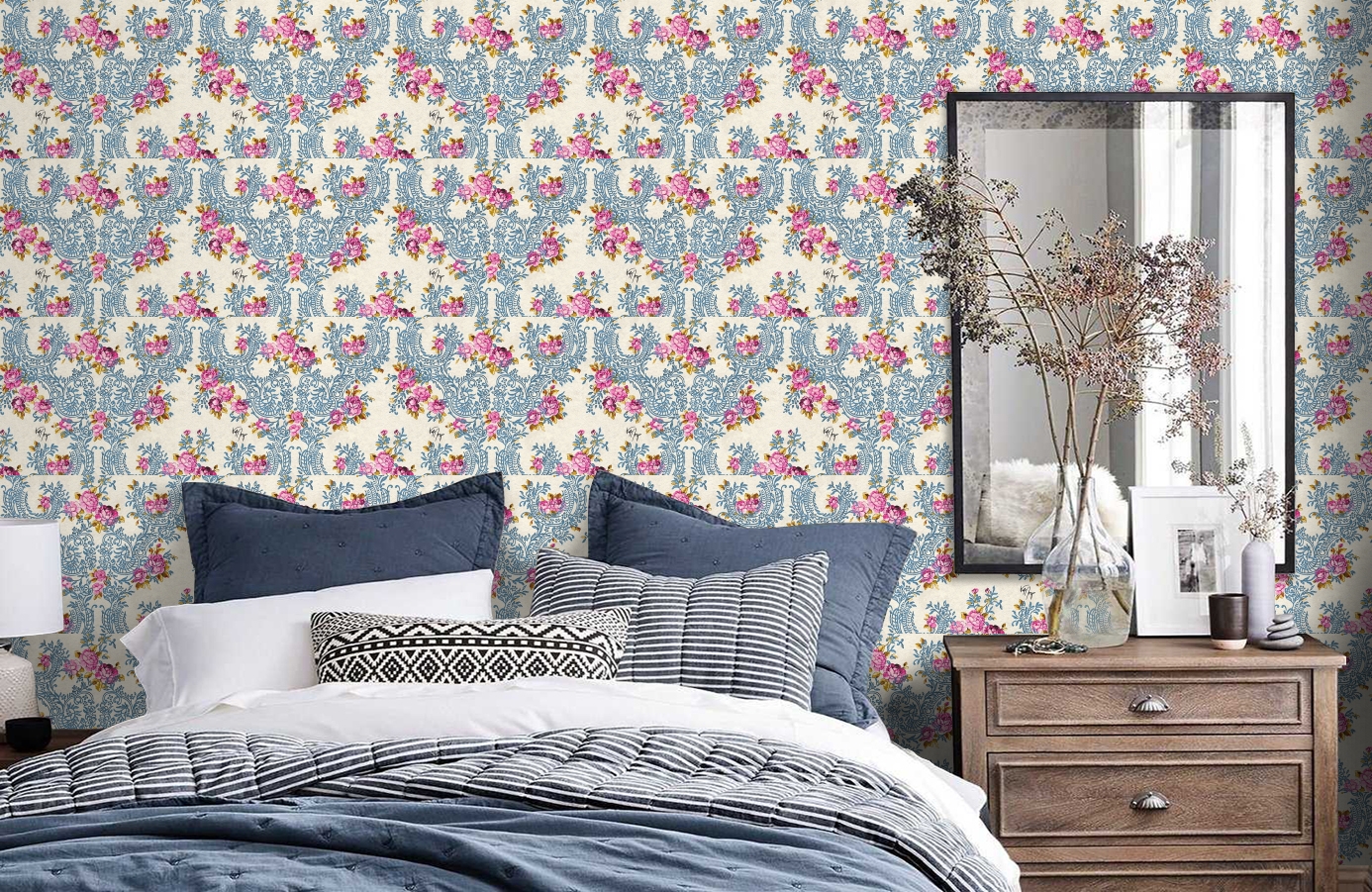 Обои 34075-3 фото в интерьере спальни Обои 34075-3 фото в интерьере спальни