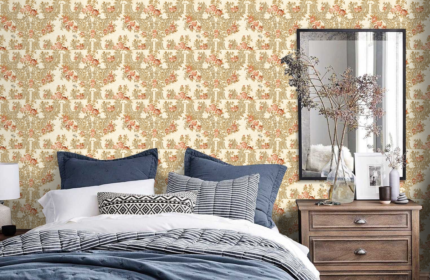 Обои 34075-5 фото в интерьере спальни Обои 34075-5 фото в интерьере спальни