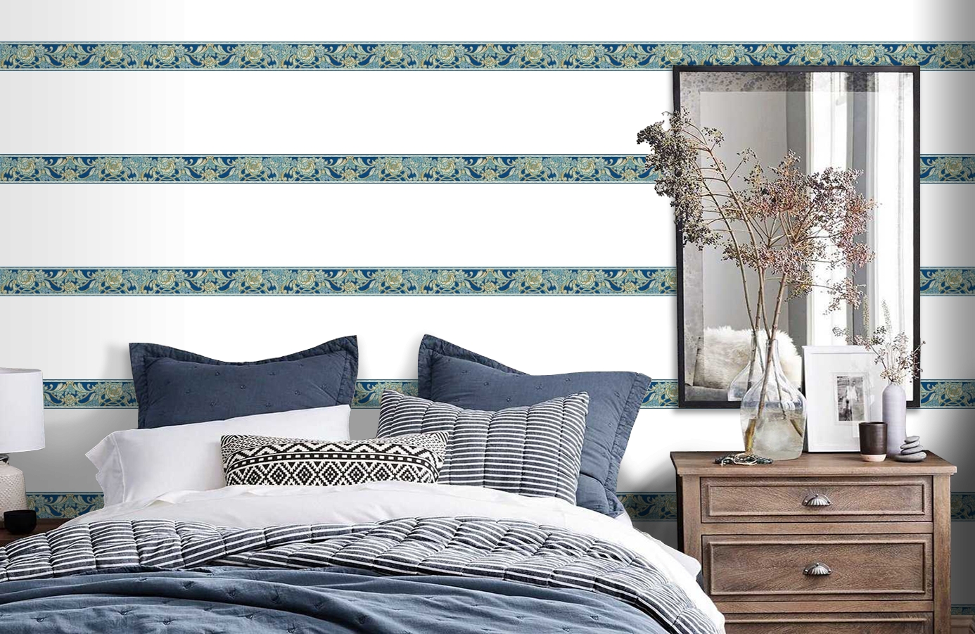 Обои 34078-1 фото в интерьере спальни Обои 34078-1 фото в интерьере спальни