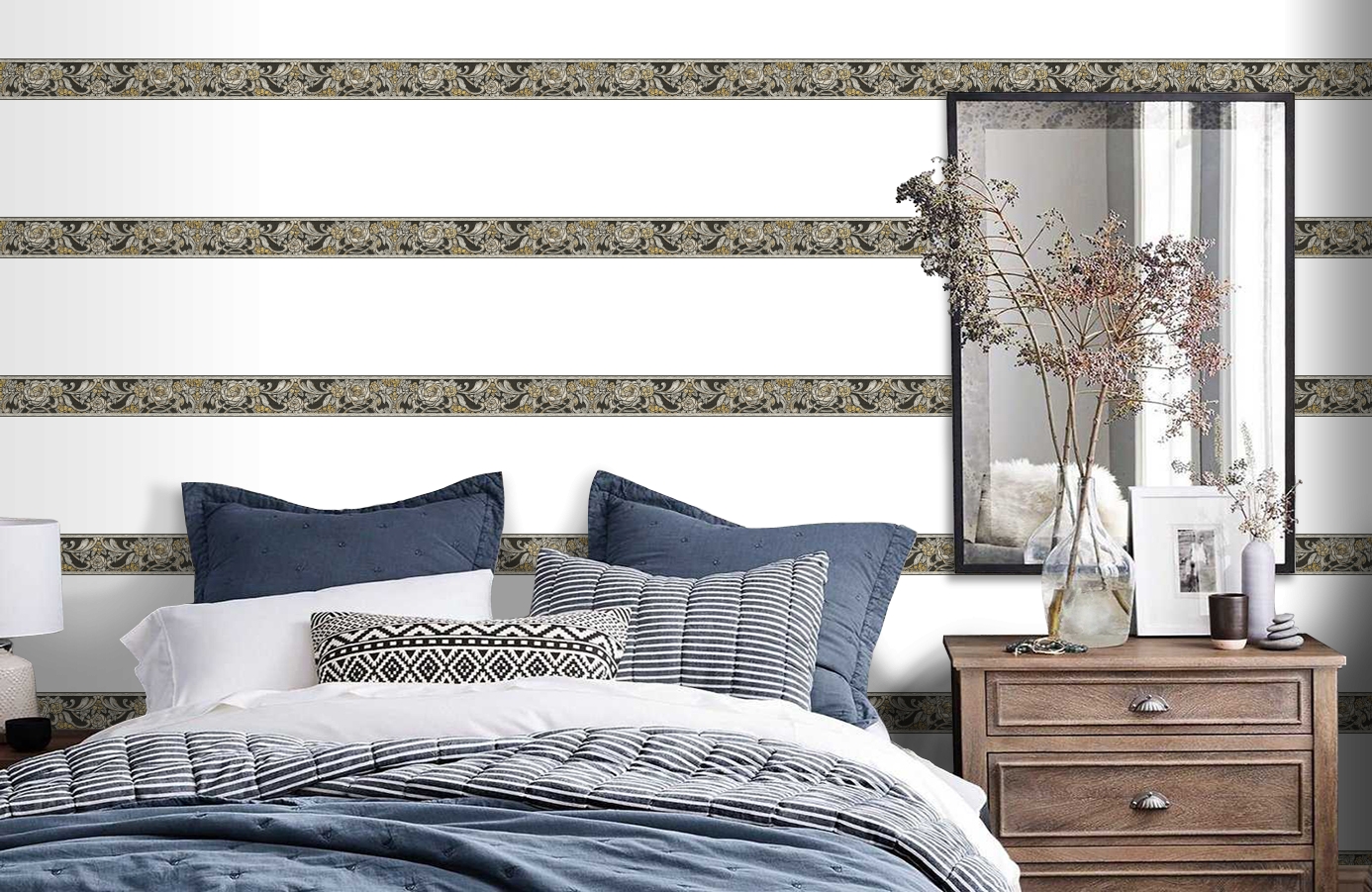 Обои 34078-2 фото в интерьере спальни Обои 34078-2 фото в интерьере спальни