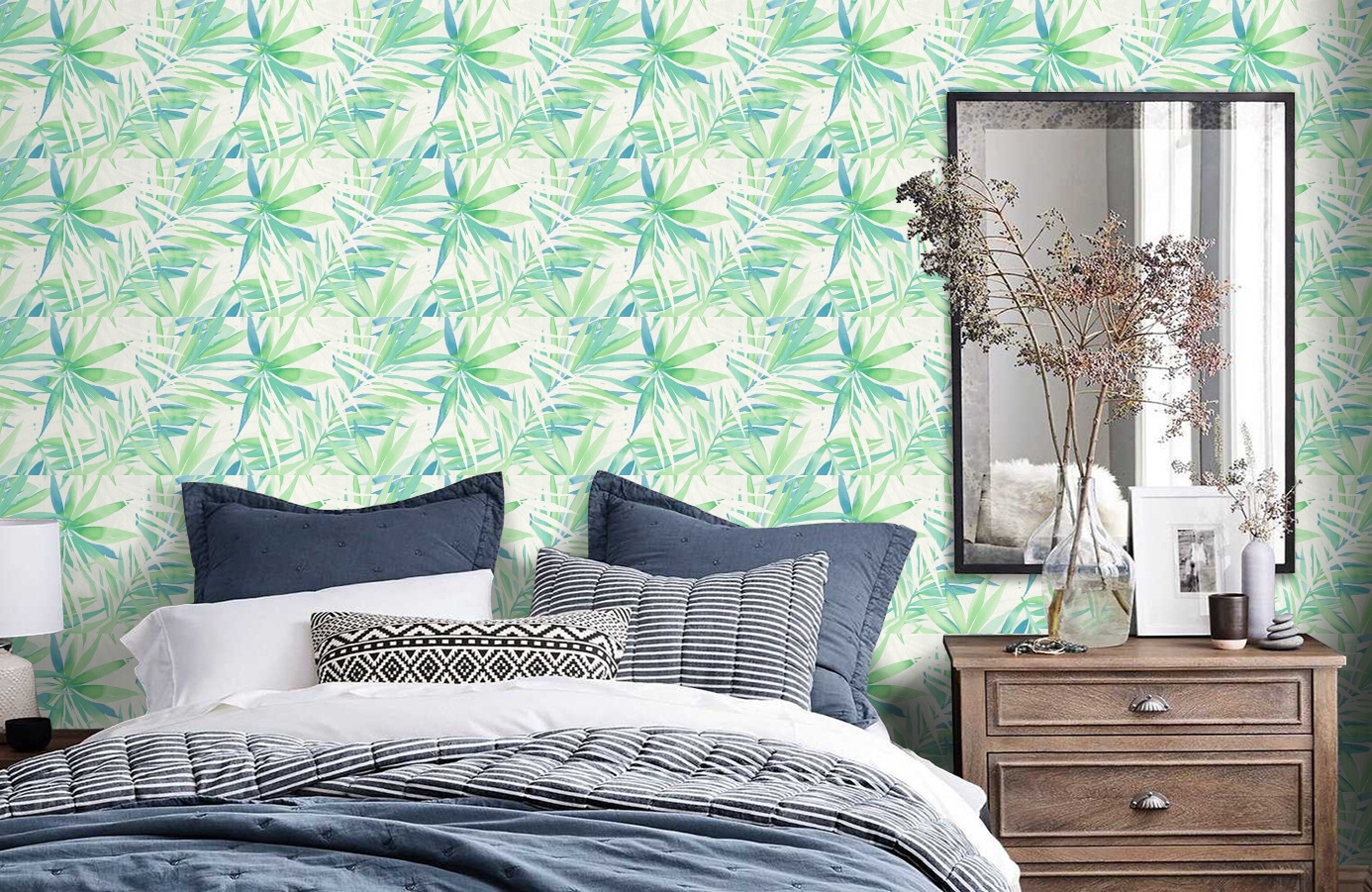 Обои 34125-1 фото в интерьере спальни