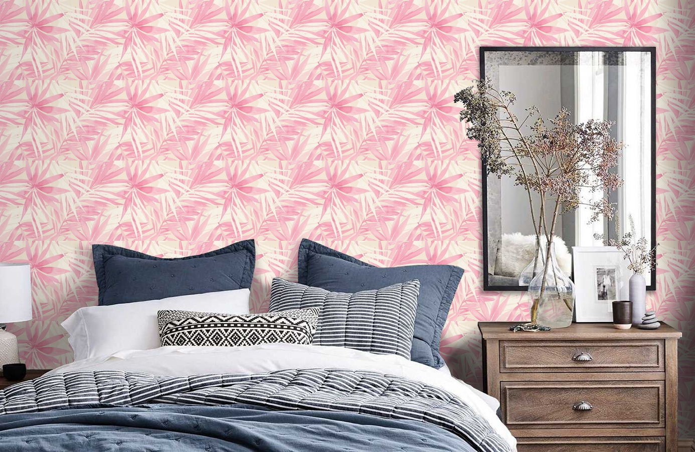 Обои 34125-3 фото в интерьере спальни