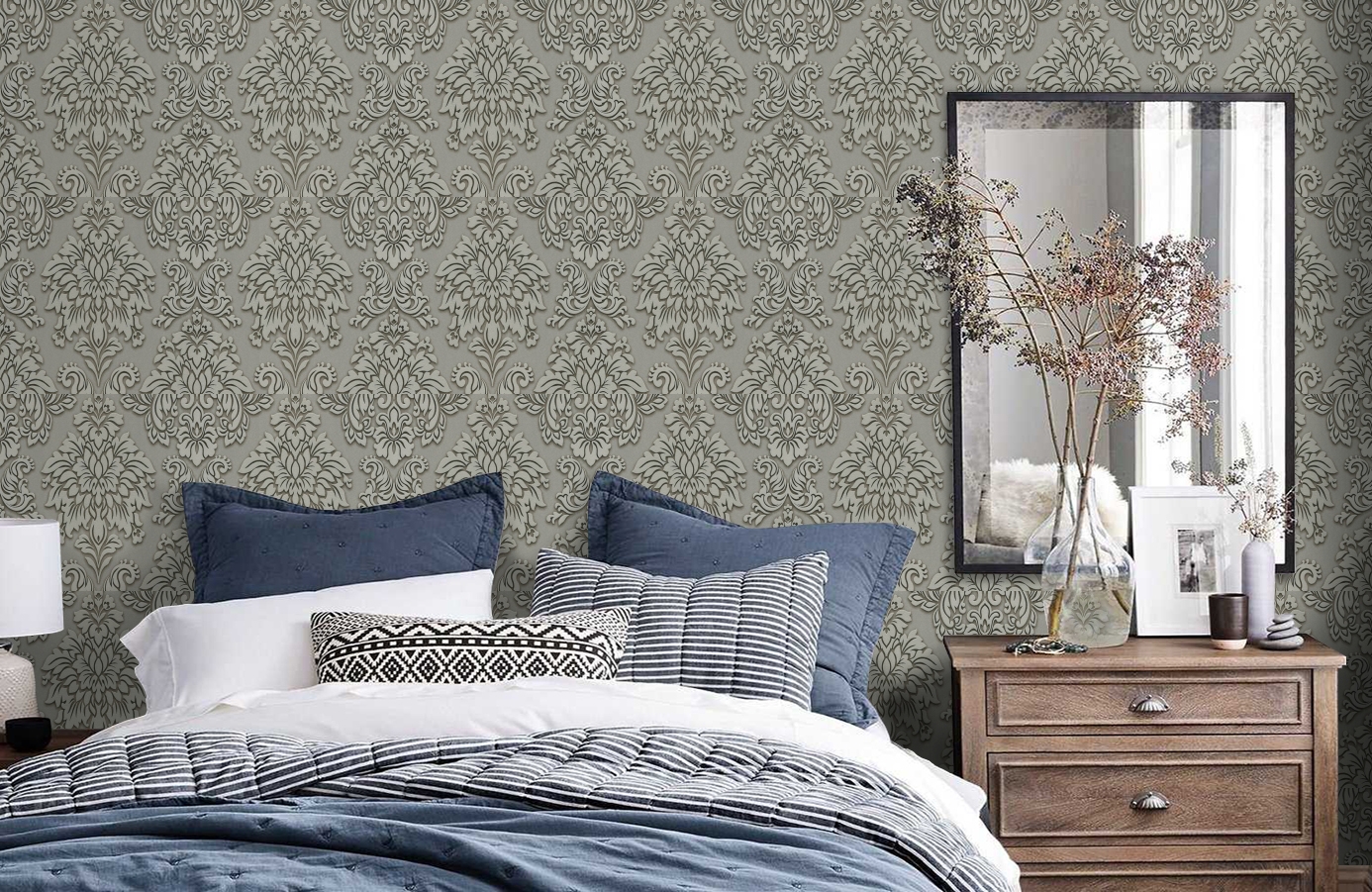 Обои 36898-1 фото в интерьере спальни