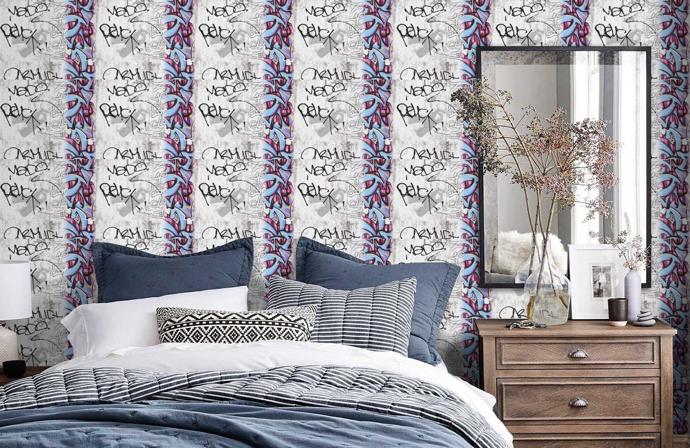 Обои 36986-1 фото в интерьере спальни