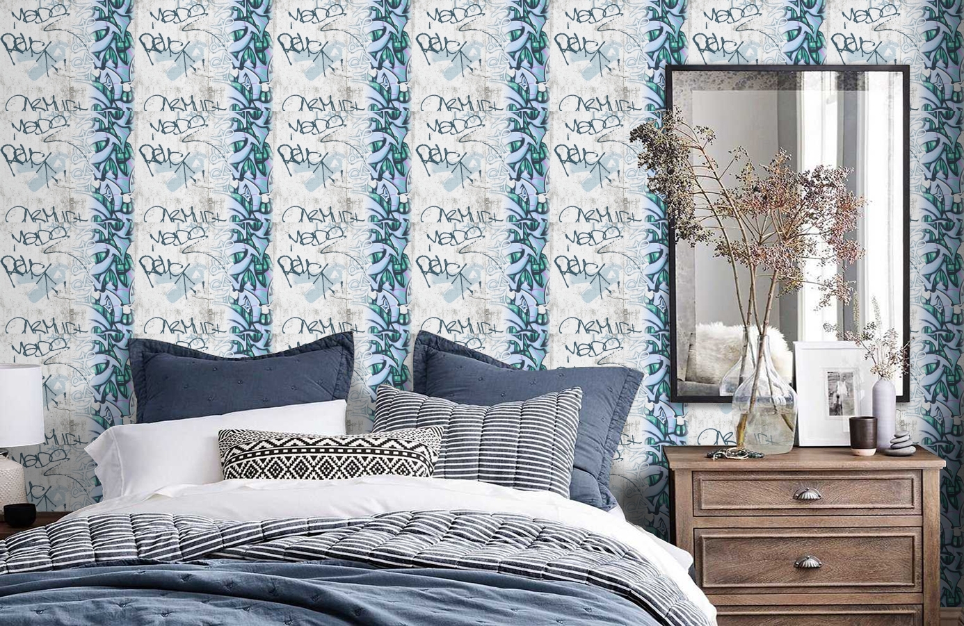 Обои 36986-2 фото в интерьере спальни