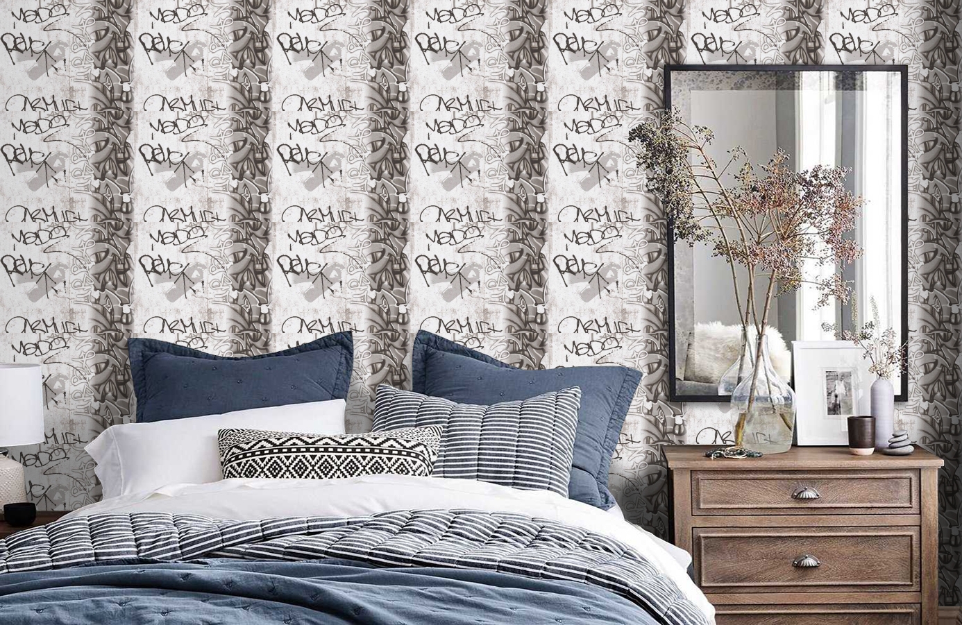 Обои 36986-3 фото в интерьере спальни