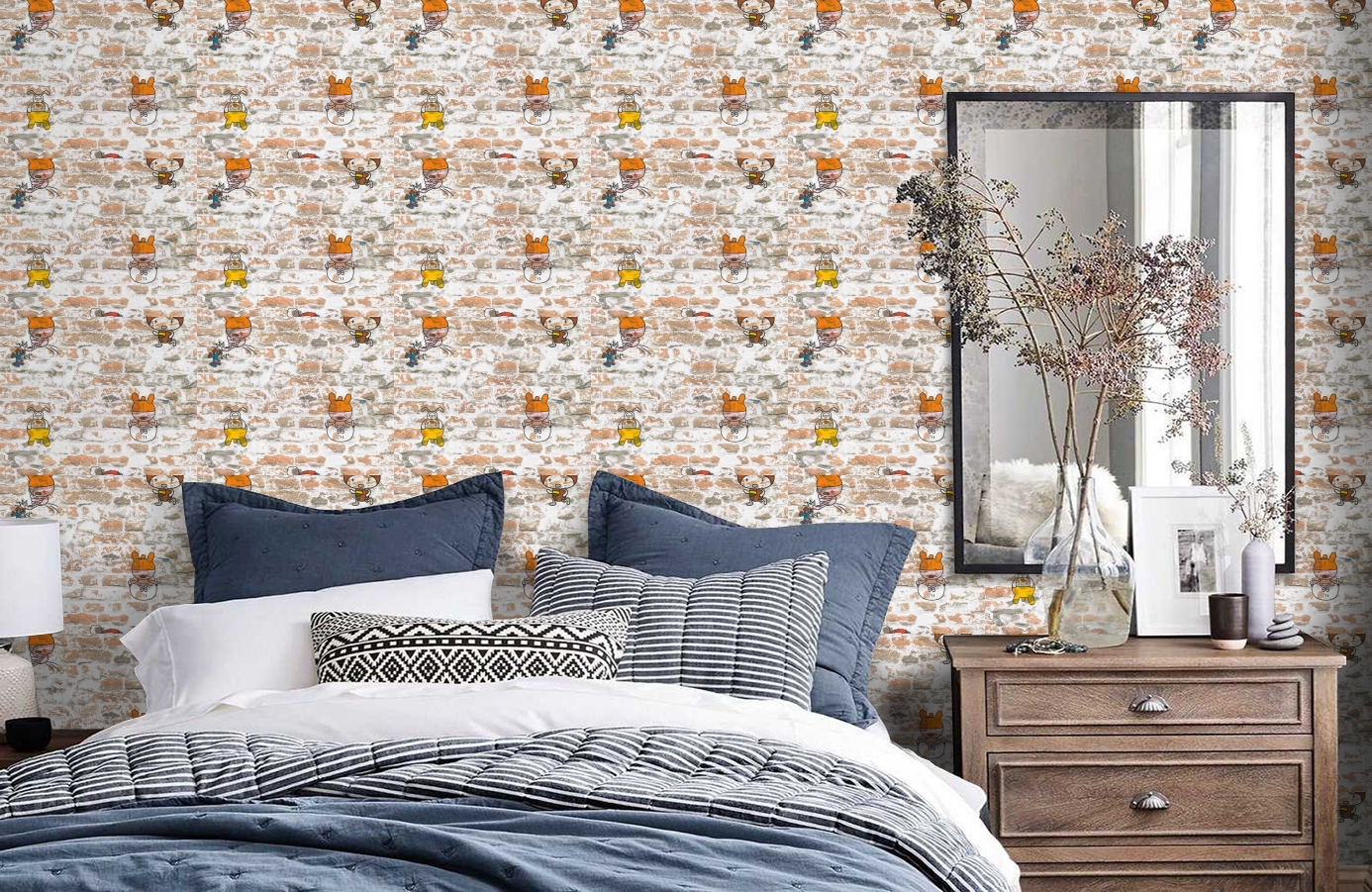 Обои 36987-1 фото в интерьере спальни