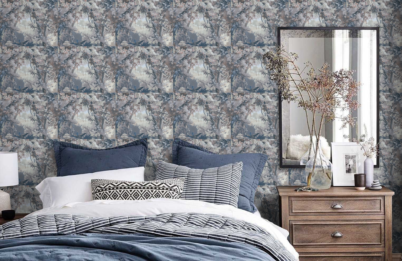 Обои 37652-3 фото в интерьере спальни