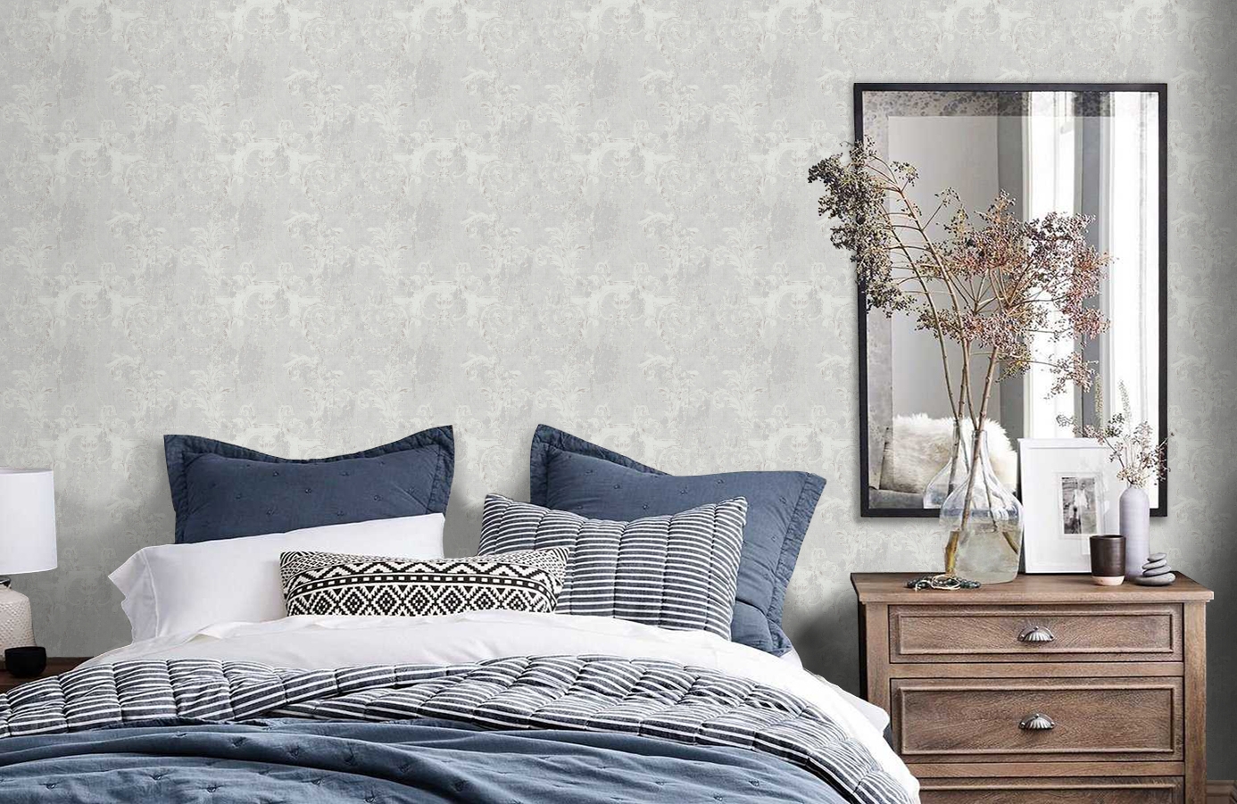 Обои 37653-1 фото в интерьере спальни