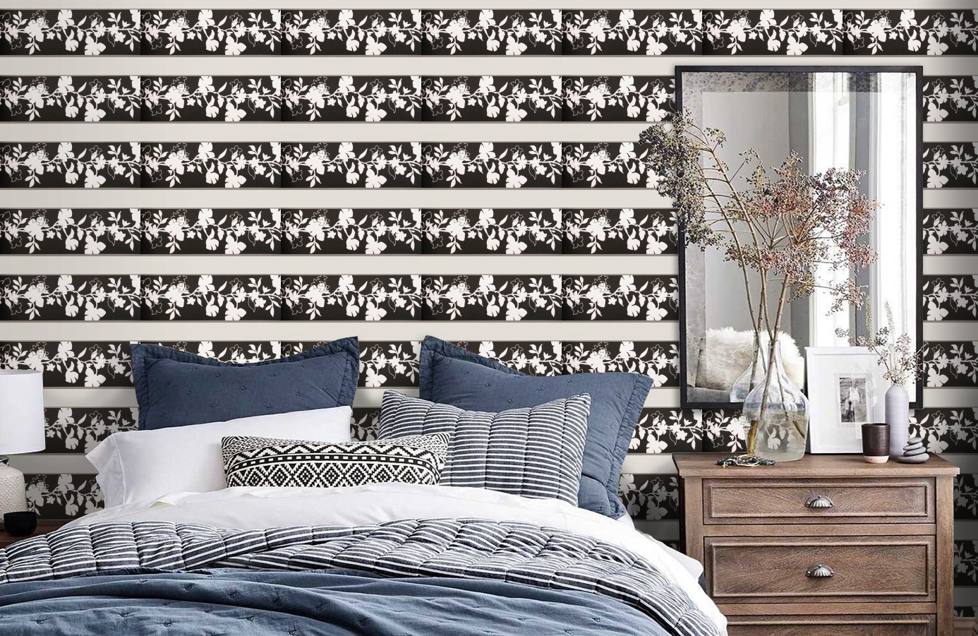 Обои 5510-16 фото в интерьере спальни