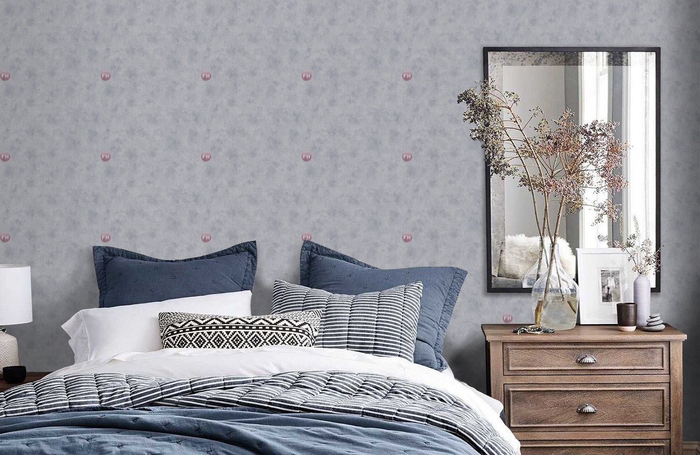 Обои 6910-19 фото в интерьере спальни