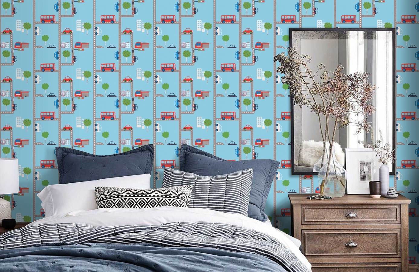 Обои 93632-1 фото в интерьере спальни