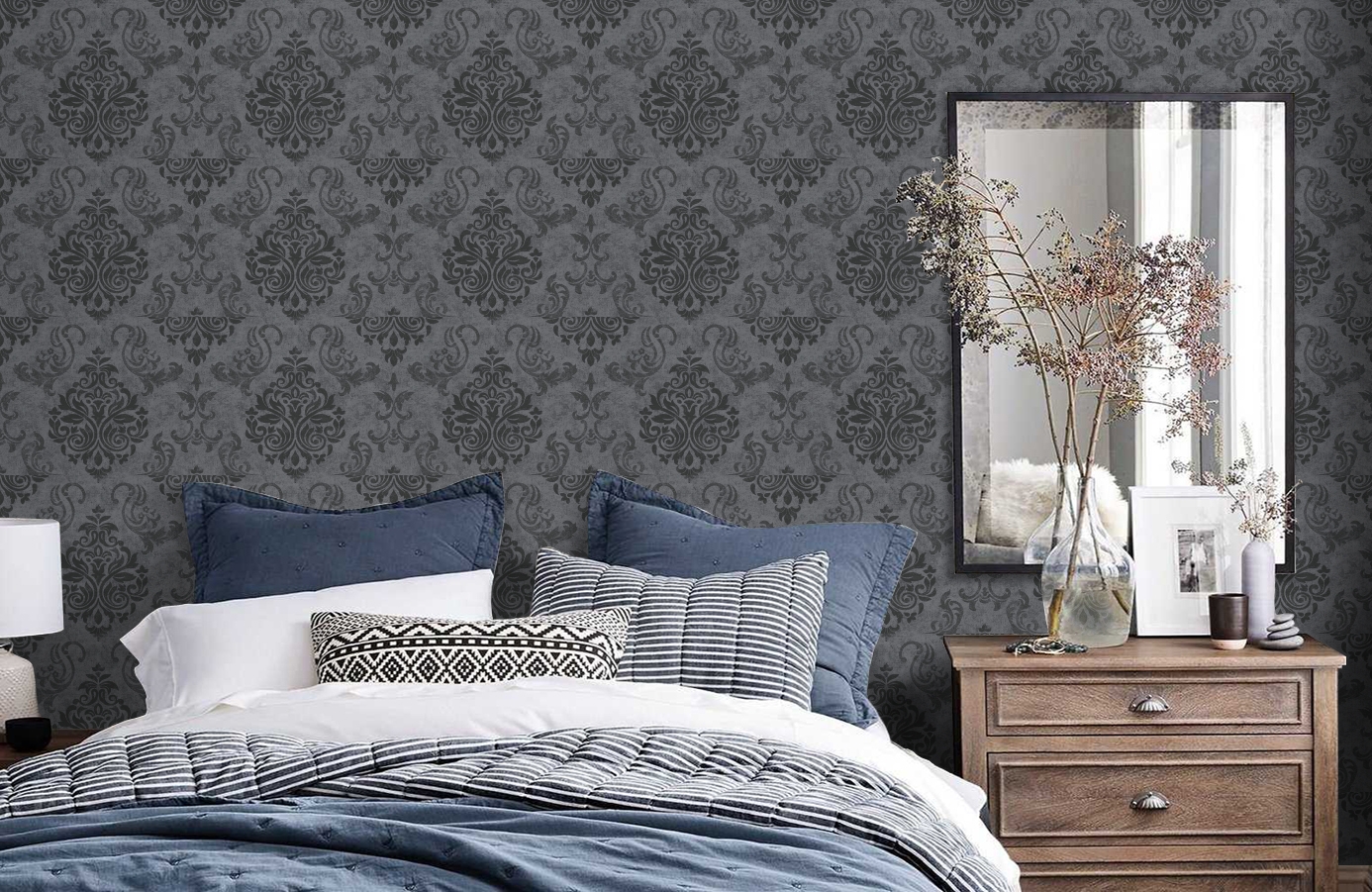 Обои 95372-3 фото в интерьере спальни