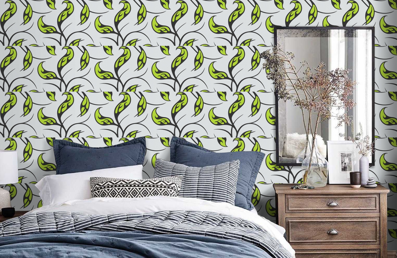 Обои 95525-5 фото в интерьере спальни