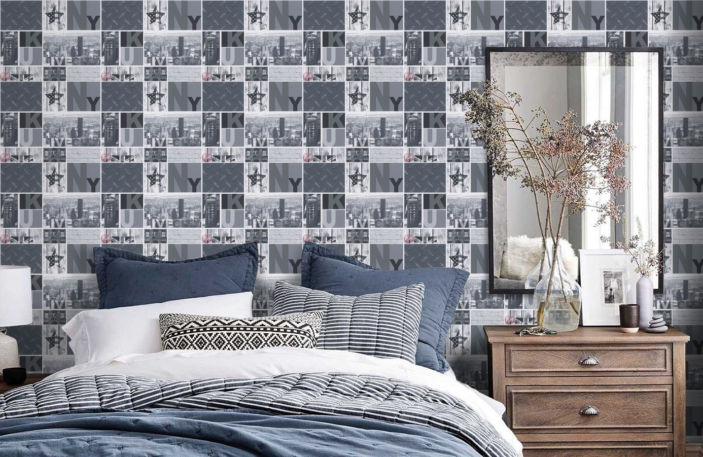 Обои 95596-2 фото в интерьере спальни