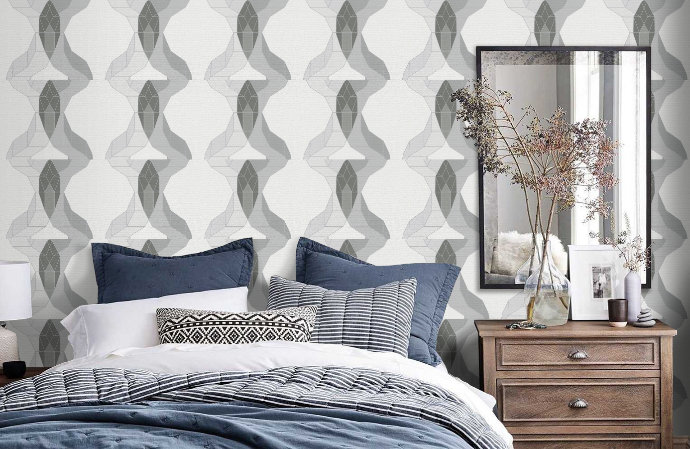 Обои 95650-2 фото в интерьере спальни