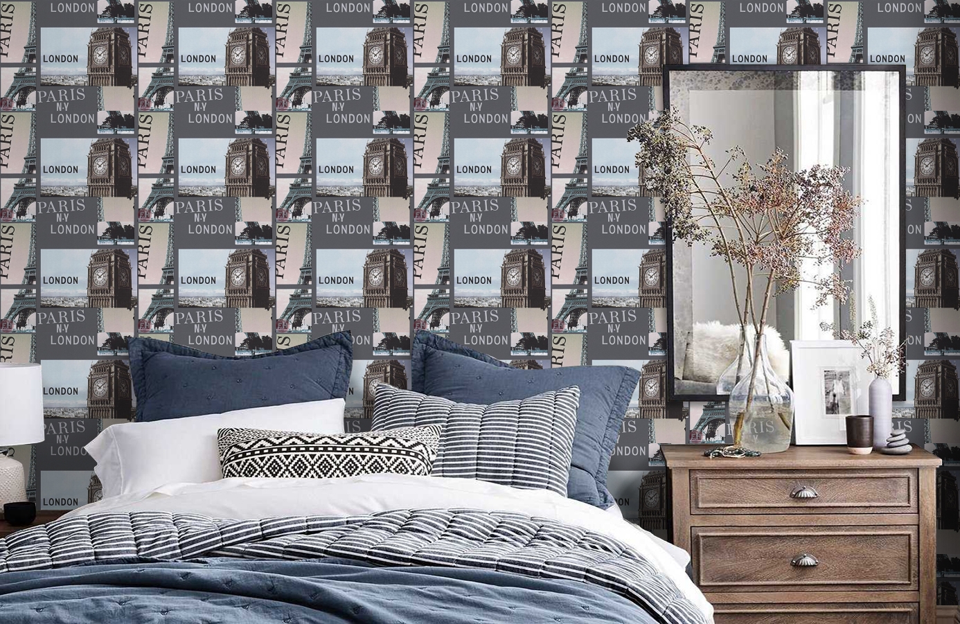 Обои 95850-1 фото в интерьере спальни