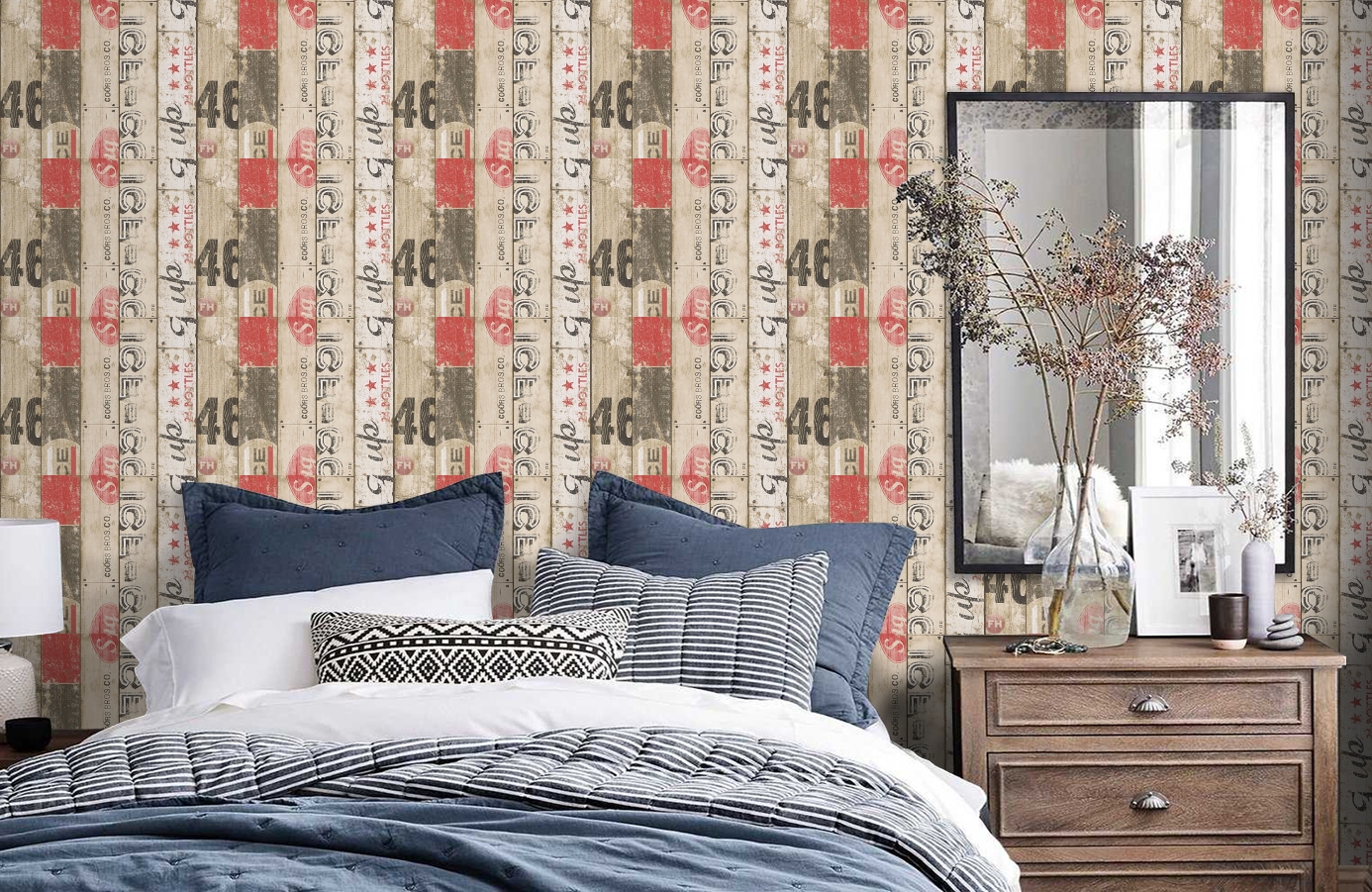 Обои 95950-1 фото в интерьере спальни