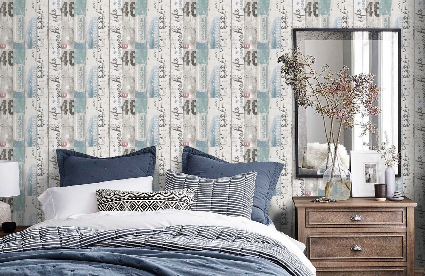 Обои 95950-3 фото в интерьере спальни