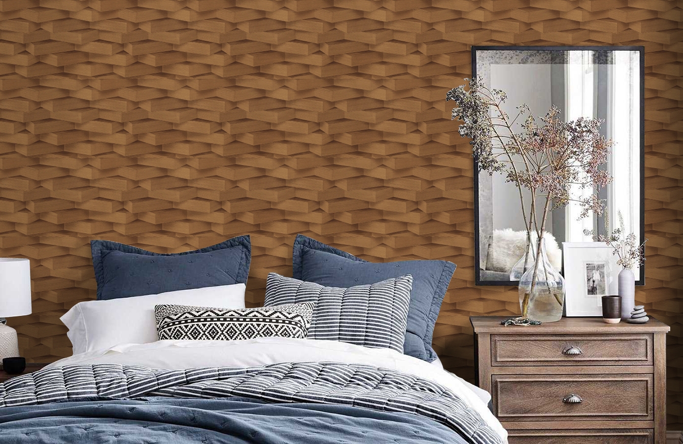 Обои 96000-2 фото в интерьере спальни