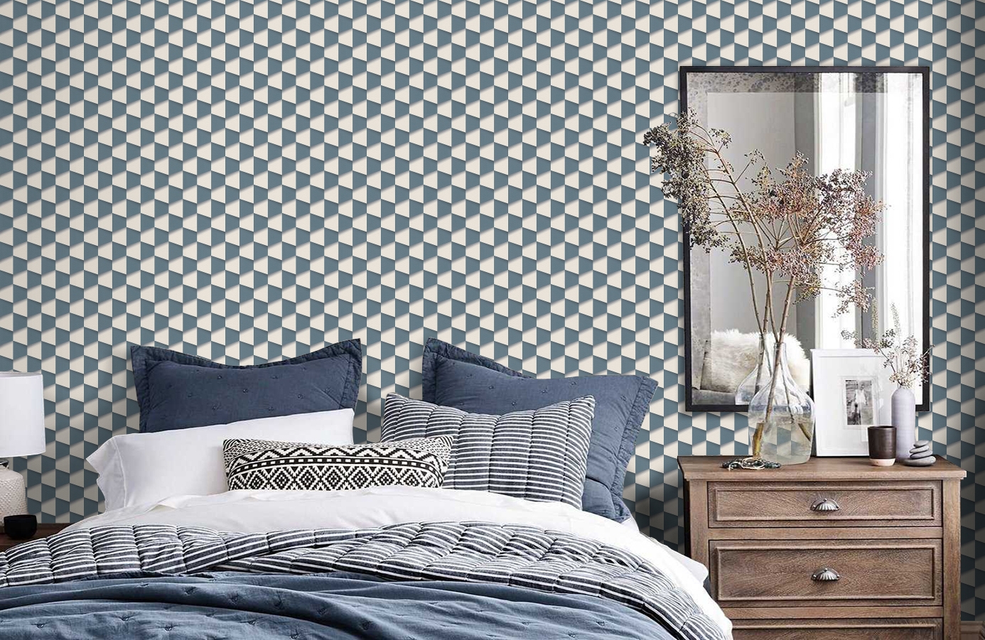 Обои 96018-2 фото в интерьере спальни