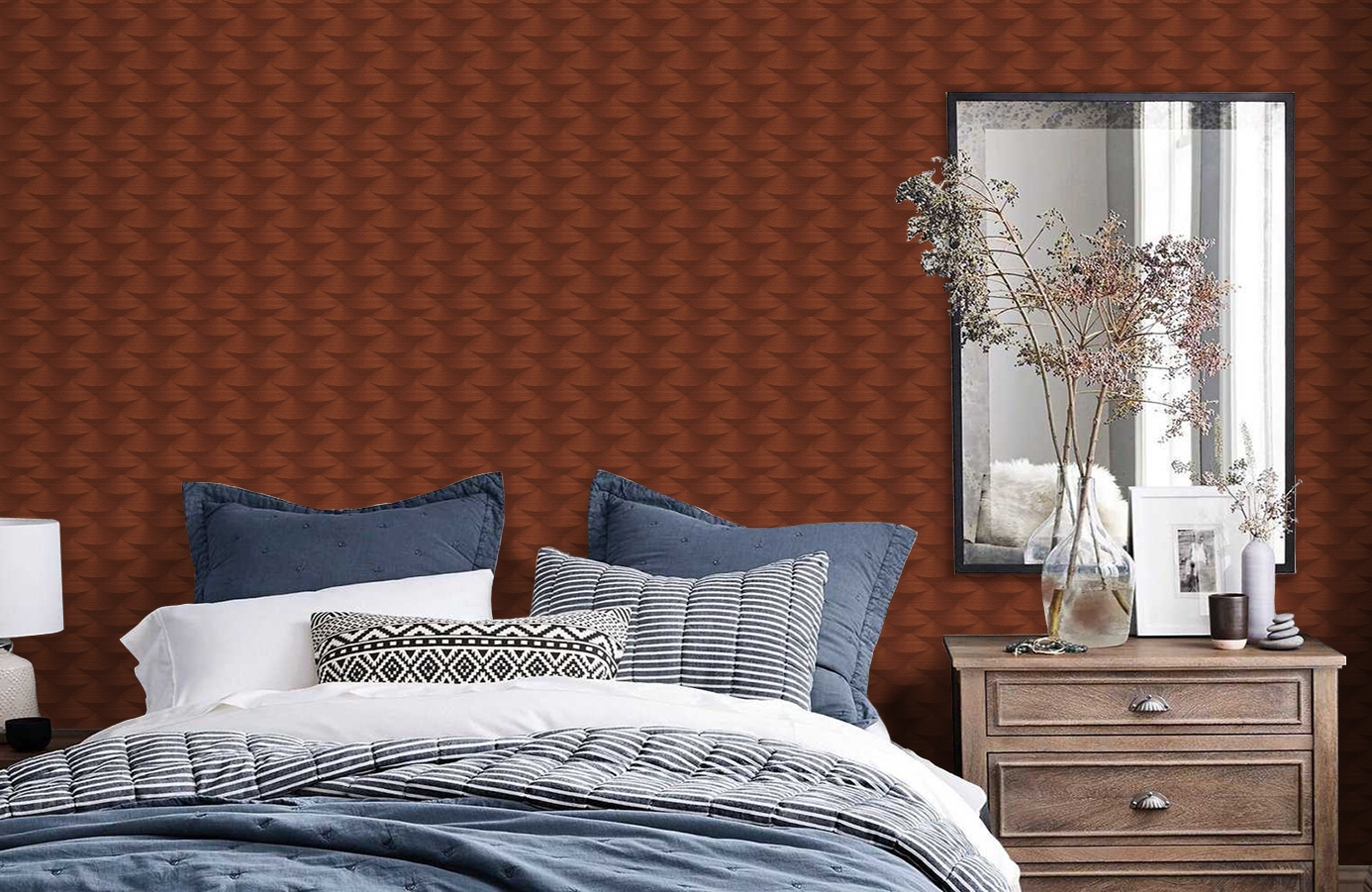 Обои 96019-3 фото в интерьере спальни