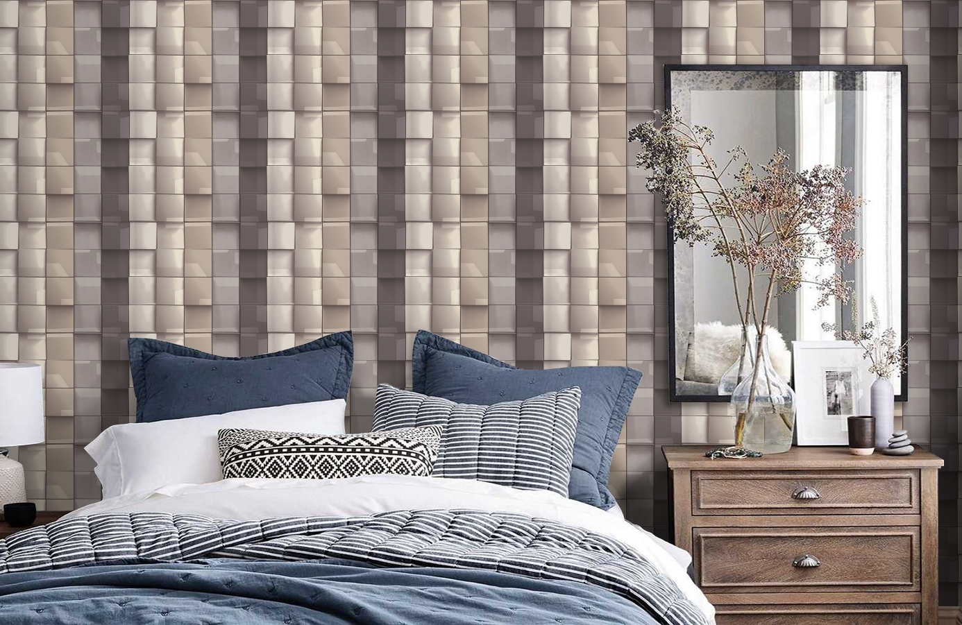 Обои 96020-2 фото в интерьере спальни