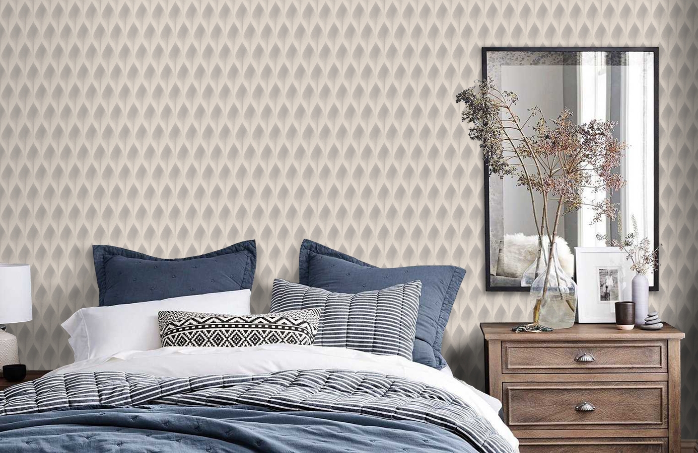 Обои 96027-2 фото в интерьере спальни