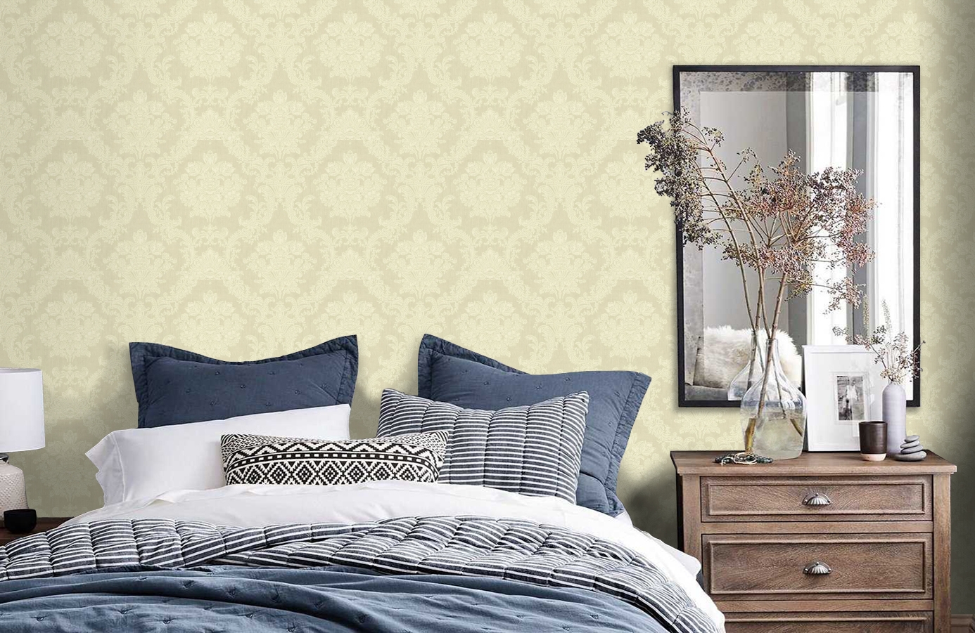 Обои DL20205 фото в интерьере спальни