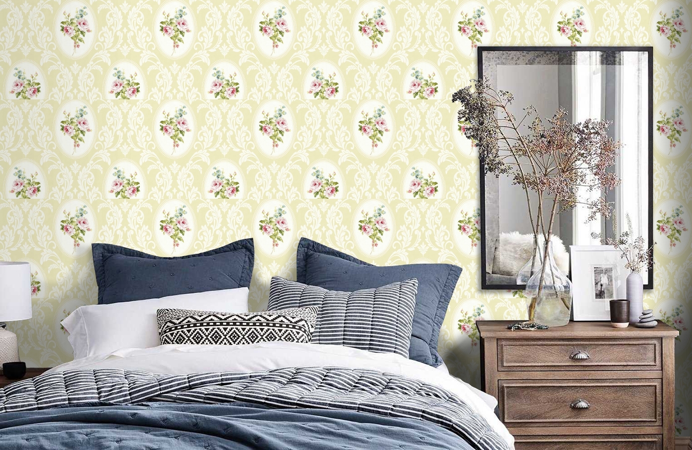 Обои DL20303 фото в интерьере спальни