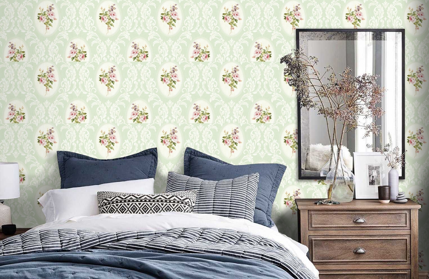 Обои DL20304 фото в интерьере спальни