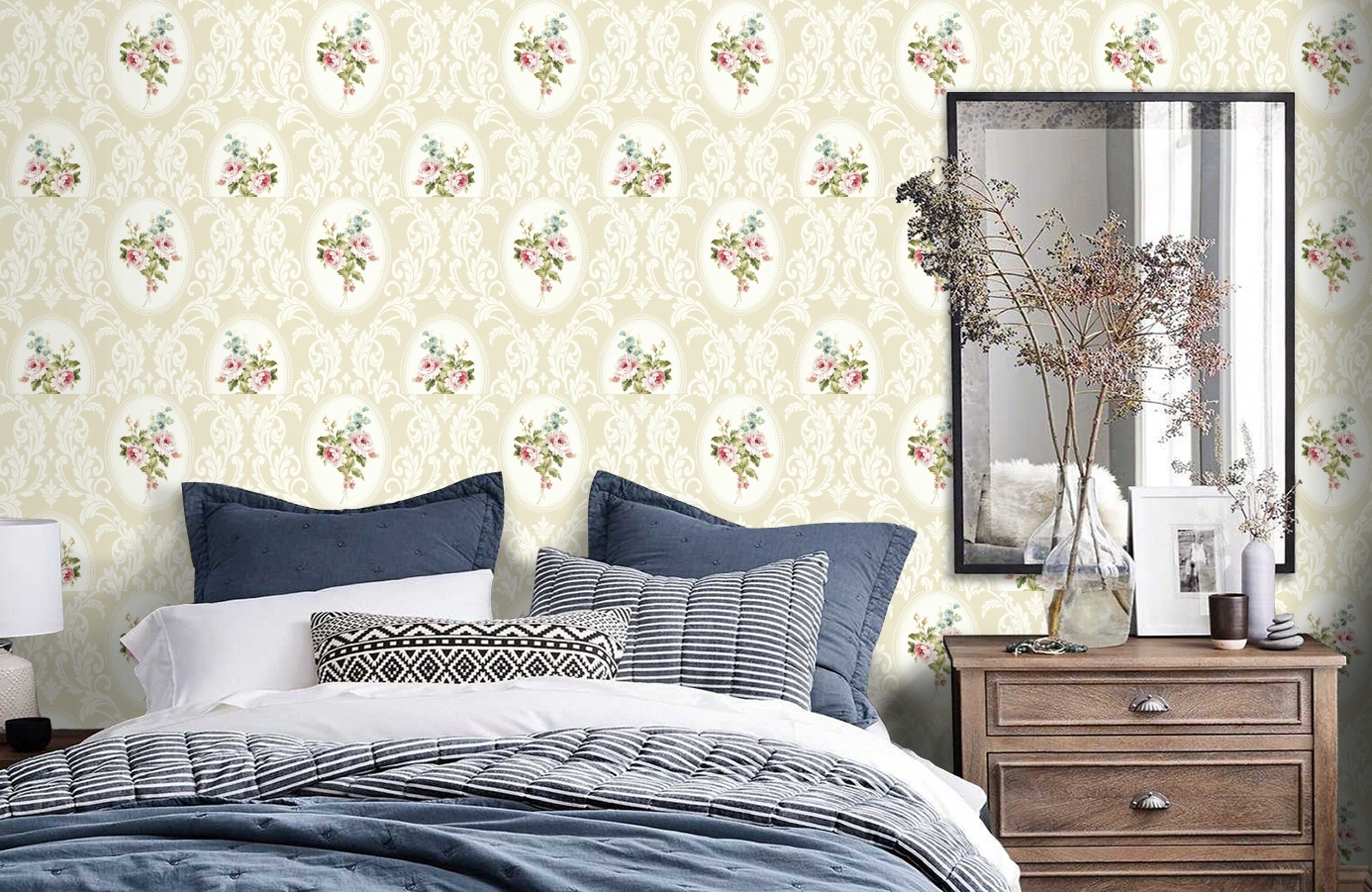 Обои DL20305 фото в интерьере спальни