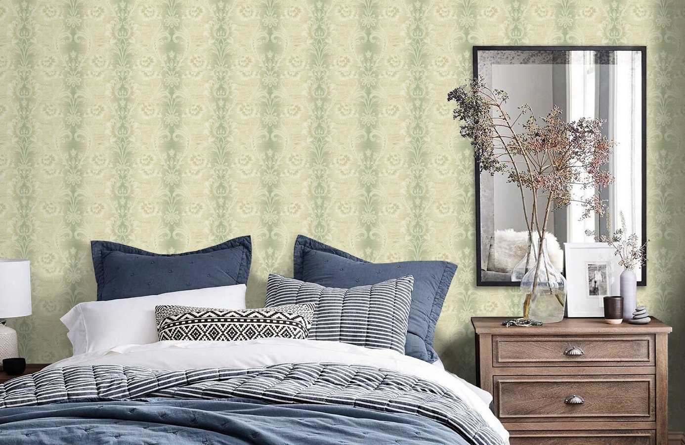 Обои DL21002 фото в интерьере спальни