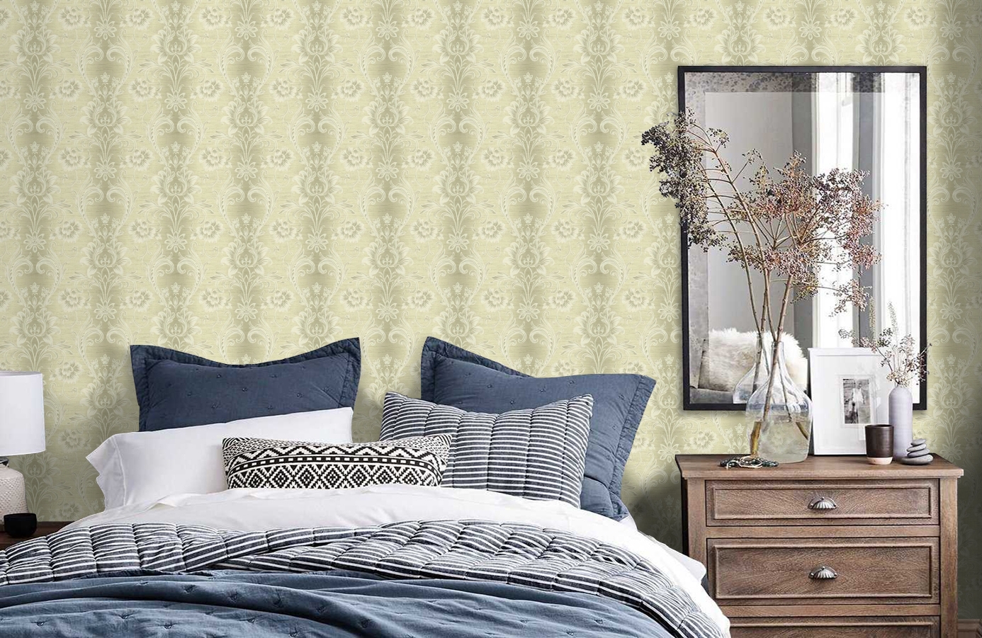 Обои DL21008 фото в интерьере спальни