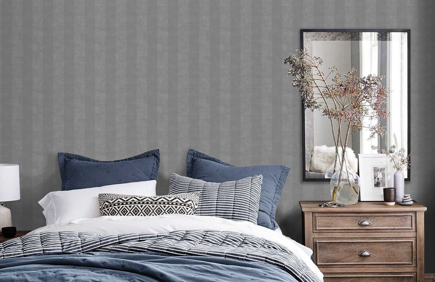 Обои 6873 фото в интерьере спальни