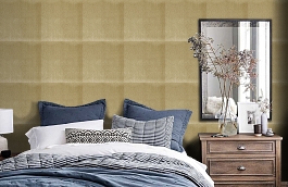Обои Brushed 94-Gold фото в интерьере спальни превью