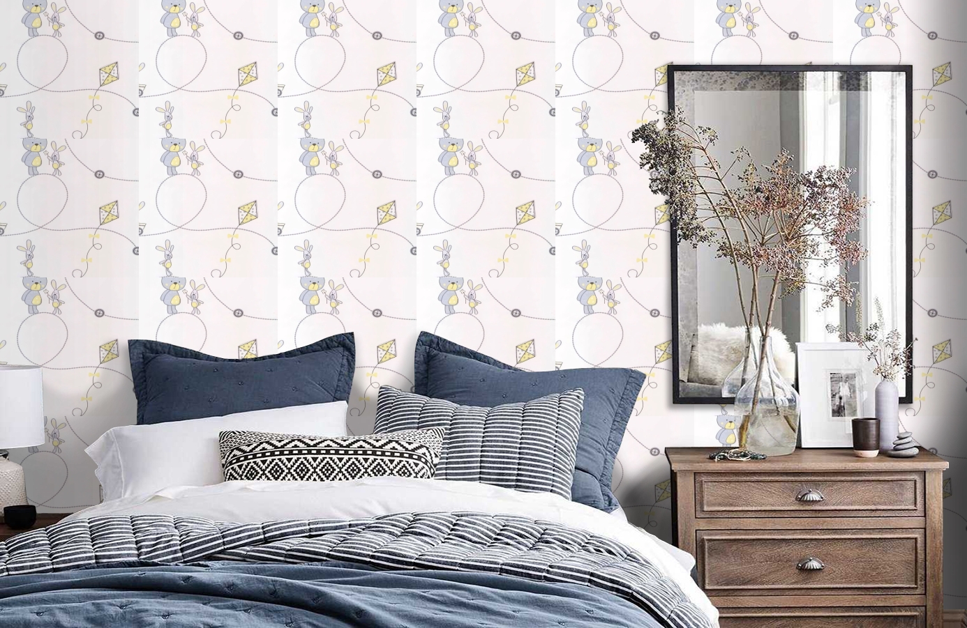 Обои DL21101 фото в интерьере спальни