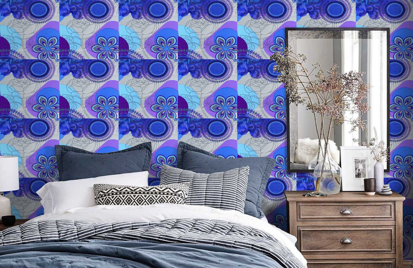 Обои 512-2 фото в интерьере спальни