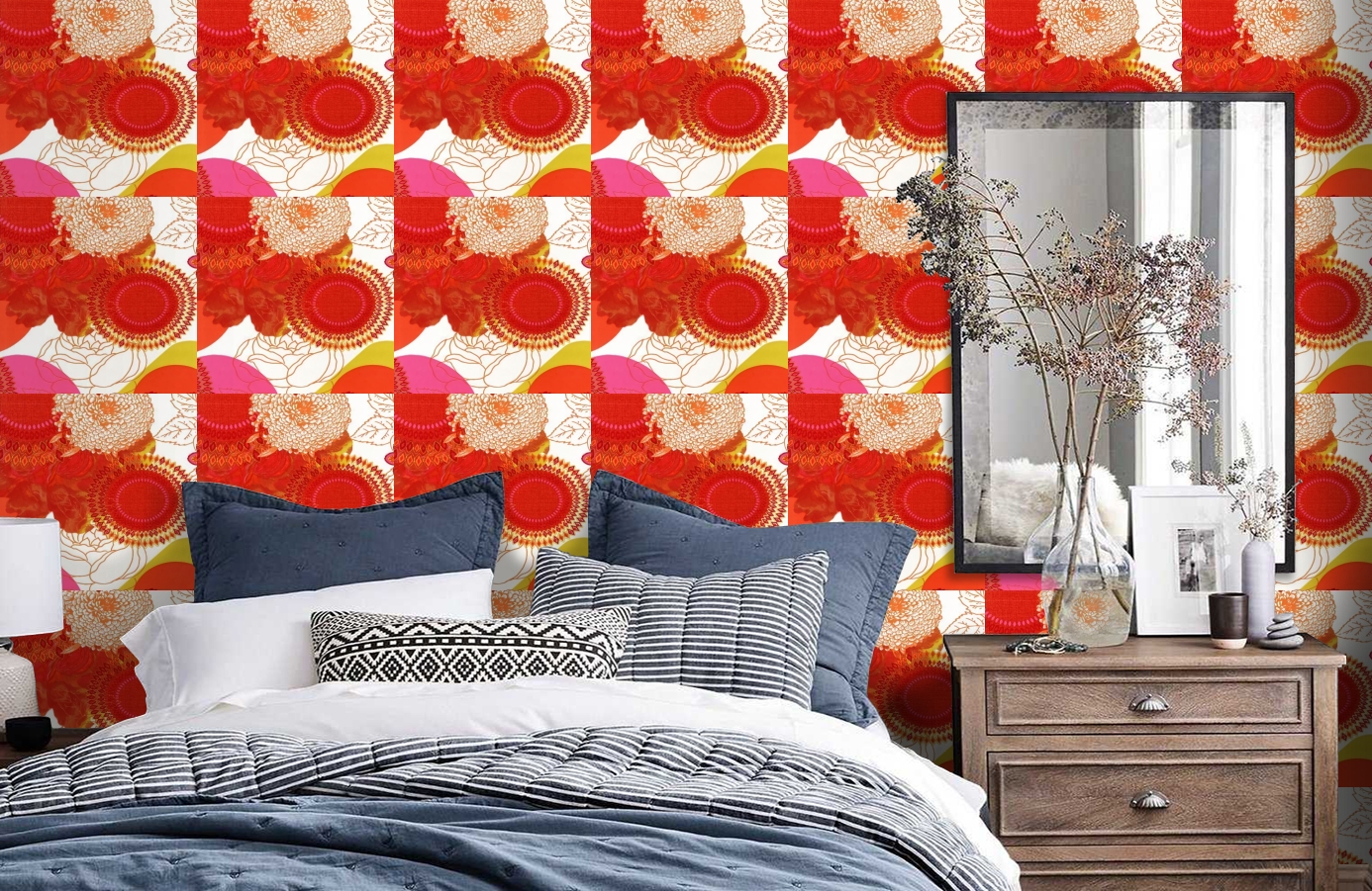 Обои 512-3 фото в интерьере спальни