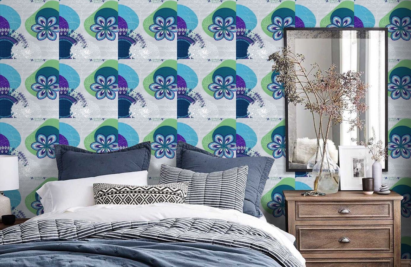 Обои 512-4 фото в интерьере спальни