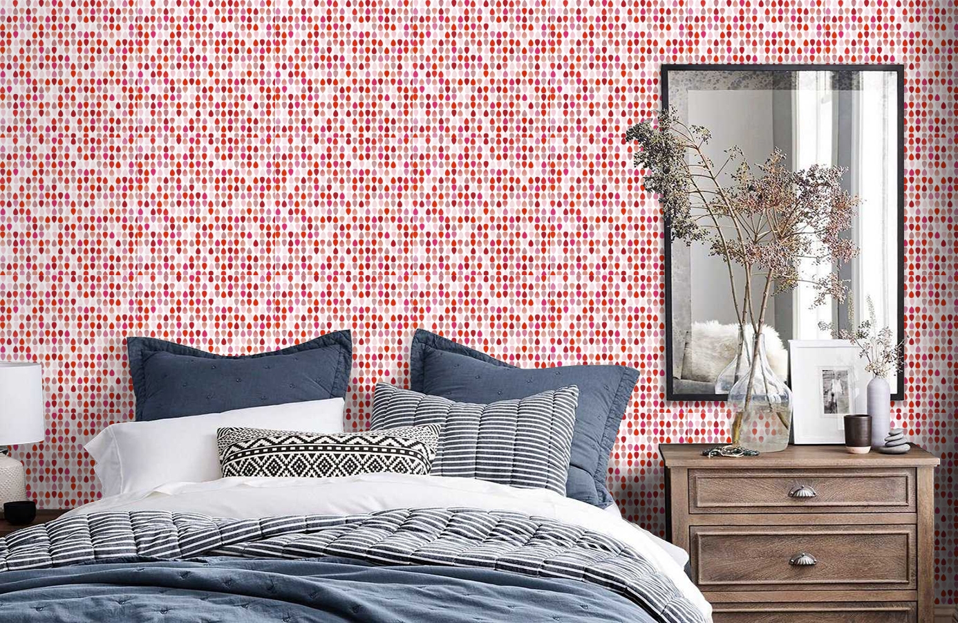 Обои 514-3 фото в интерьере спальни