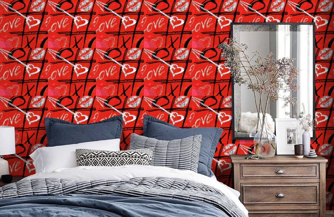 Обои 516-2 фото в интерьере спальни